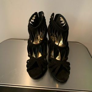 Chanel Black Wedge Sandals
